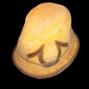 Vintage True Religion Basket Hat Distressed Leather Curduroy L/XL